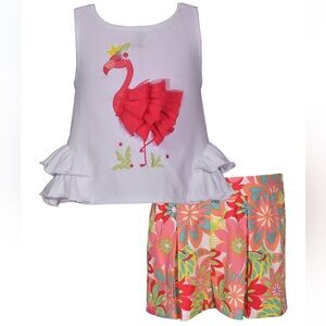 Flamingo Top and Floral Short Set